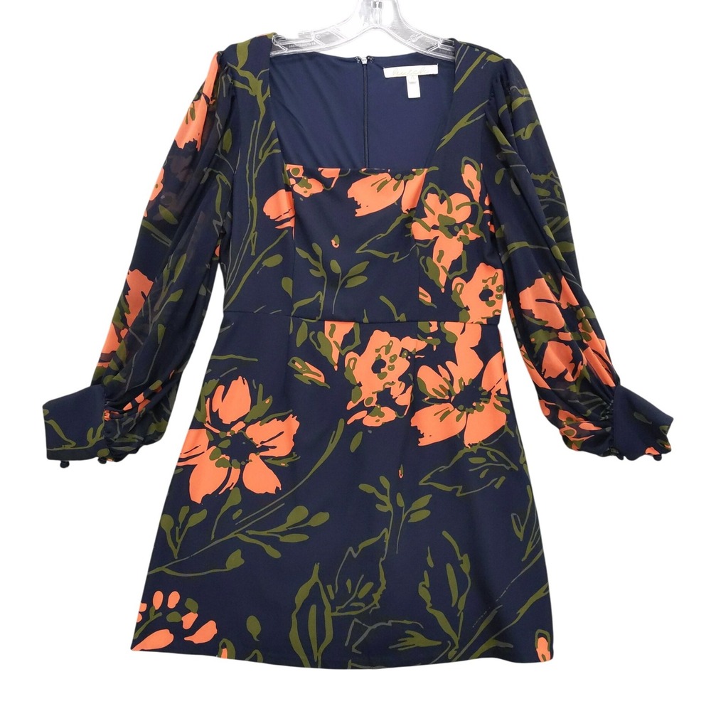 Hutch Floral Print Dress Square Neck Long Sleeve Mini Dress Size 4 S‎